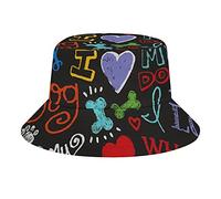Nouveauté Animale J'aime Mon Chien Adultes Plage Seau Chapeau pour Adultes pêche Casquette de pêcheur Compressible Voyage Imprimer Chapeaux de Soleil