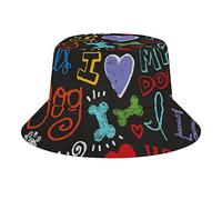 Nouveauté Animale J'aime Mon Chien Chapeau Seau de Plage pour Adultes pêcheur Casquette de Soleil Voyage Impression