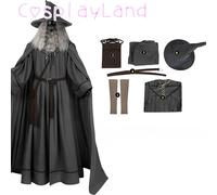 Nouveauté anneaux Gandalf Cosplay Costume gris Costumes avec chapeau perruque bande dessinée Con tenue taille personnalisée Halloween Costume hommes Costume Full Set NO Wig