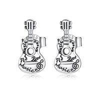 Nouveauté Design Mignon 925 Sterling Silver Simple Instrument De Musique Boucles d'oreilles Mini Note Chinois Luth Guitare Boucles d'oreilles Music Lover Bijoux pour Les Filles