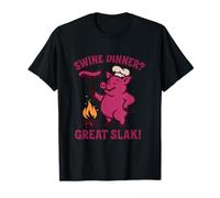 Nouveauté Graphique Funny Pig Chef Campfire Outdoor T-Shirt