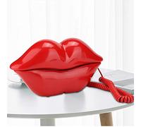 Nouveauté lèvres téléphone téléphones fixes pour la maison, rouge bouche téléphone filaire sexy cadeau de téléphone de lèvre en forme de bande dessinée en forme réel câblé pour la décoration(rouge)