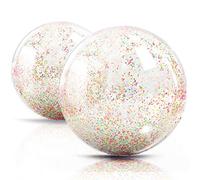 Nouveauté Place Ballons de Plage gonflables Transparents avec Paillettes et confettis - Jeu de Football de Volley-Ball de Plage d'été et Plus Encore - Lot de 2 (40,6 et 30,5 cm)