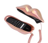 Nouveauté WX 3016 Téléphone Fixe en Forme de Bouche, Rose Vif, Téléphone de Bureau à Domicile avec qualité Sonore Claire - (Galvanoplastie Rose)