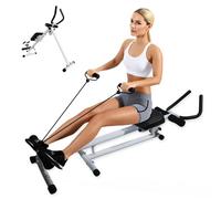 NouveautéPolyvalent rameur pliable appartement et abdominaux，Tout-en-un,Réglable, à double glissière, silencieux, montage facile.rameur musculation avec chaine Blanc Cassé.
