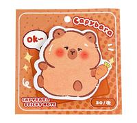Nouveautés autocollants - Papeterie Capybara Memo, mignons de dessins animés, 30 feuilles de papier adhésif avec des figures drôles | Écoles, organisations d'étude, écriture, rappel, d