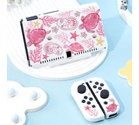 Nouveaux accessoires de jeu Switch 2 (2025), 1 pièce sac de rangement rose avec motif tortue étoile océan pour chargeur et câble de données, compatible avec Switch/Switch 2 étui de protection, compati