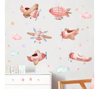 Nouveaux autocollants muraux pour enfants, bébés, chambres et pépinières : avion, dirigeable, étoiles et mignons dessins animés Type B (canard gentilhomme mignon),Modèle A (Nouvel avion, dirigeable, é