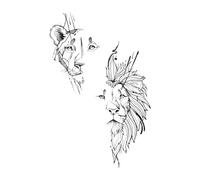 Nouveaux autocollants pour tatouages en forme de tigre et lion avec jus d'herbes chinois, imperméables, durables, réalistes, pour hommes et femmes, autocollants non réfléchissants