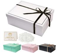 Nouveaux Boite Cadeau pour anniversaire, coffret cadeau mariage avec couvercles et ruban, Boîte Cadeau Vide Pliable Pour Anniversaire Noël Thanksgiving 25 x 18 x 9 CM