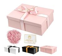 Nouveaux Boite Cadeau pour Anniversaire, Coffret Cadeau Mariage avec Couvercles et ruban, Boîte Cadeau Vide Pliable Pour Anniversaire Noël Thanksgiving 25 x 18 x 8.5 CM