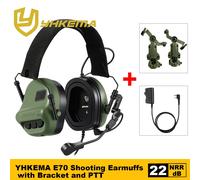 Nouveaux Casques Anti-Bruit Tactiques YHKEMA E70 2026 avec Adaptateur Rail ARC pour Casque et Adaptateur PTT Kenwood Desert with PTT