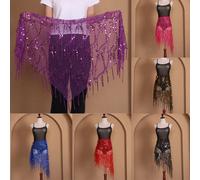 Nouveaux Costumes de danse du ventre paillettes gland indien danse du ventre écharpe de hanche pour les femmes danse Performance ceinture de taille 11 types de couleurs Rose red
