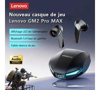 Nouveaux écouteurs sans fil Bluetooth 5.4 Lenovo XT53 avec affichage numérique LED, étanches, à réduction de bruit, pour le gaming GM2 PLUS Black