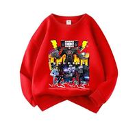 Nouveaux élèves de l'école Primaire et secondaire Dessin animé Animation Skibidi Toilet Sweatshirt, Automne Cent garçons Sweat-Shirt,Rouge,160cm