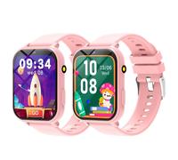 Nouveaux Enfants Smartwatch Jeux Hd Caméra Frontale Surveillance Du Sommeil Lampe De Poche Électronique Écran Tactile Alarme Calculatrice Cadeau Garçons Filles.Double Pink.Kids Games Watch
