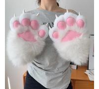 Nouveaux gants en peluche patte de chat pour cosplay, mitaines griffes de chat de dessin animé qui couinent, accessoires de gants en fourrure animale épais Grey