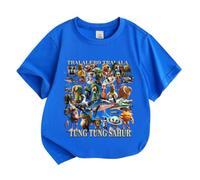 Nouveaux Hauts à Manches Courtes pour Enfants, Italian Brain AI Animal Anime Dessin animé t-Shirt à Manches Courtes pour Enfants vêtements d'été à Manches Demi-Manches,Dark Blue,110cm