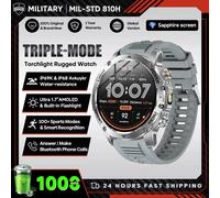 Nouveaux Hommes Militaire En Plein Air 1000Mah Batterie Montre Intelligente Gps Nfc Montres 3Atm Étanche Natation 1.7 Pouces Hd Bluetooth Appel Smartwatch.Grey.Standby For 100 Days