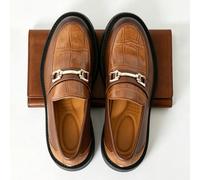 Nouveaux mocassins de luxe vintage de designer à semelle crantée épaisse pour hommes, mocassins à enfiler avec décoration de mors de cheval, chaussures de business formelles souple à plateforme avec m