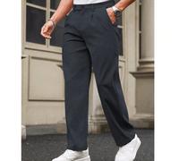 Nouveaux pantalons droits plissés pour hommes, pantalons larges décontractés mode affaires avec poches, convient pour petit ami ou mari L,M,S,XL,XXLUnicoloreTissu tricoté