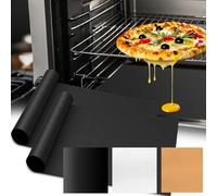 Nouveaux revêtements de four réutilisables, antiadhésifs, anti-salissures, tapis de protection résistant à la chaleur pour barbecue, accessoires de cuisson et de pâtisserie 40X60cm-2Pcs Black