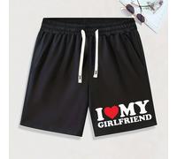 Nouveaux shorts d'été uniques pour hommes avec cordon de serrage à la taille et imprimés de cœurs et de lettres L,M,S,XL,XXL,XXXLCœurTissu tricoté