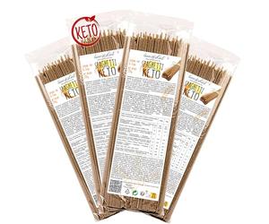 Nouveaux SPAGHETTI cétogènes et protéinés de Line@diet | Pâtes cétogènes et protéinées | pauvres en glucides et 0,2 g de sucre, riches en fibres et en protéines | 4 paquets de 250 g