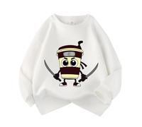 Nouveaux Sweat-Shirts Tendance pour Enfants d'automne, Italiens Brainrot Animals Cappuccino assaino Sweat-Shirts à col Rond pour garçons et Filles,Blanc,140cm