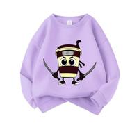 Nouveaux Sweat-Shirts Tendance pour Enfants d'automne, Italiens Brainrot Animals Cappuccino assaino Sweat-Shirts à col Rond pour garçons et Filles,Violet,160cm