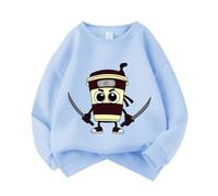 Nouveaux Sweat-Shirts Tendance pour Enfants d'automne, Italiens Brainrot Animals Cappuccino assaino Sweat-Shirts à col Rond pour garçons et Filles,Bleu,120cm