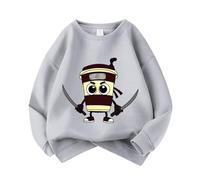 Nouveaux Sweat-Shirts Tendance pour Enfants d'automne, Italiens Brainrot Animals Cappuccino assaino Sweat-Shirts à col Rond pour garçons et Filles,Gris,110cm