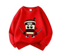 Nouveaux Sweat-Shirts Tendance pour Enfants d'automne, Italiens Brainrot Animals Cappuccino assaino Sweat-Shirts à col Rond pour garçons et Filles,Rouge,110cm