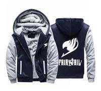 Nouveaux Sweats à Capuche pour Hommes pour Fairy Tail Polaire Doublure Sweats à Capuche Vestes à Capuche à Manches Longues Pull à Fermeture éclair complète Automne-Dark Blue||XL