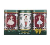 Nouveaux Thés Anglais Coffret Cadeau de Thé de Noël Mini en Feuilles Lâches Casse-Noisette - Mélanges English Breakfast, Afternoon, Earl Grey