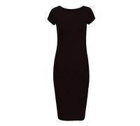 Nouveaux Womens Plus Taille Maillot Dames Robe Midi Basics Mancheron Moulant 16-22 - Noir, 44/46