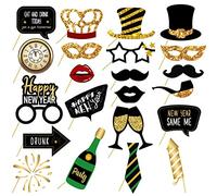 Nouvel an 2025 Lot de 22 Accessoires Photo pour Le Nouvel an pour Le Nouvel an 2025, la décoration du Nouvel an 2025, la décoration du Nouvel an 2025, Le Nouvel an Photo Booth Props Set