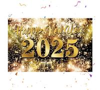 Nouvel An Accessoires de photomaton, 2025 Bonne Année Bannière - Feux d'artifice de cabine photo de 183 x 1008 cm de décoration de fête du Nouvel An - Accessoires de fête du Nouvel An