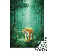 Nouvel an Adulte Tiger in Emerald Forest Puzzle en Bois, 1000 pièces