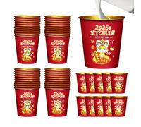 Nouvel An Chinois 2025 Gobelets en Carton, Année du Serpent 2025, Fête du Printemps Gobelets en Papier Rouge,Ensemble de 50 Gobelets à Eau Ménager Nouvel An Lunaire,Tasse chinoise en feuille d'or