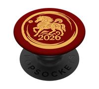 Nouvel an Chinois 2026 Année du Cheval de feu Signe du Zodiaque PopSockets PopGrip Adhésif