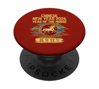 Nouvel an Chinois 2026 Année du Cheval Happy 2026 PopSockets PopGrip Adhésif