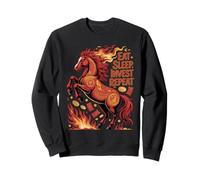 Nouvel an Chinois 2026 Cheval de Feu Manger Sommeil Investir Sweatshirt