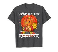 Nouvel an Chinois Coq T-Shirt, Homme, Chiné Foncé, M