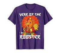 Nouvel an Chinois Coq T-Shirt, Homme, Violet, XL
