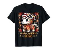 Nouvel an Chinois du Cheval Zodiaque Lunaire Année 2026 Kawaii T-Shirt
