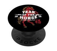 Nouvel an Lunaire 2026 Année du Cheval Art du Zodiaque Chinois PopSockets PopGrip Adhésif