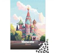 Nouvel an Moscow Russia︰ St. Basil's Cathedral Illustration Puzzle en Bois | Pour les w nds d'hiver : ce puzzle 1000 pièces pour adultes propose l'ensemble du défi pour les vacances de Noël.
