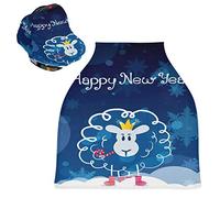 Nouvel An Mouton Bleu Housse de Canopée pour Poussette,Siège de Voiture pour Bébé Dais Siège Auto Couverture D'Allaitement Pare-Soleil Respirant Extensible pour Bébé
