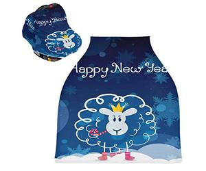 Nouvel An Mouton Bleu Housse de Canopée pour Poussette,Siège de Voiture pour Bébé Dais Siège Auto Couverture D'Allaitement Pare-Soleil Respirant Extensible pour Bébé